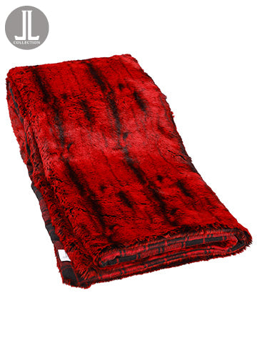 56"Wx66"L Fur/Plaid Throw  Red (pack of 1)