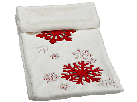 14"Wx72"L Snowflake Fur Table Runner White Red (pack of 4)