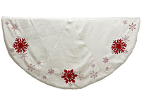 64" Snowflake Fur Table Skirt  White Red (pack of 2)