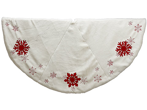 64" Snowflake Fur Table Skirt  White Red (pack of 2)
