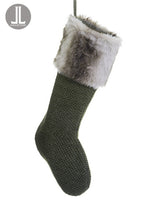 30.5" Knit/Fur Stocking  Green Brown (pack of 2)