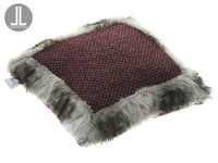 16"Wx16"L Knit/Fur Pillow  Burgundy Brown (pack of 2)