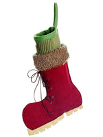 14" Ice Skate Stocking  Green Brown (pack of 4)