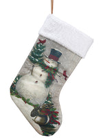 21" Snowman Stocking  White Green (pack of 6)