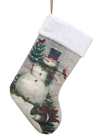 21" Snowman Stocking  White Green (pack of 6)