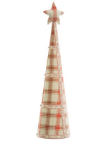 34.5" Season's Greetings Cone Topiary/Card Holder Beige Red (pack of 3)