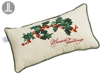 11.5"Wx21.5"L Rhinestone Holly Linen Pillow Beige Green (pack of 6)