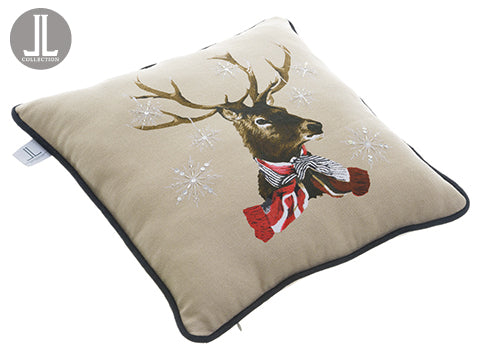 18"Wx18"L Reindeer Pillow  Brown Beige (pack of 3)