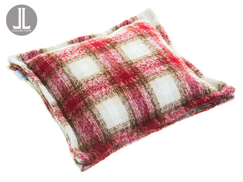 15.5"Wx15.5"L Plaid Pillow  Burgundy Beige (pack of 6)
