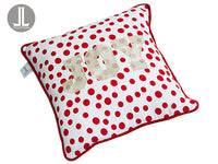 16"Wx16"L Joy Polka Dot Pillow With Bell White Red (pack of 6)