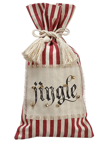 15" Jingle Wine Bag  Red Beige (pack of 6)