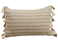 14"Wx22"L Stripe Pillow With Jute Tassel Natural (pack of 2)