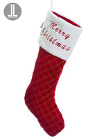 30.5" Merry Christmas Velvet/ Fur Stocking Red White (pack of 4)
