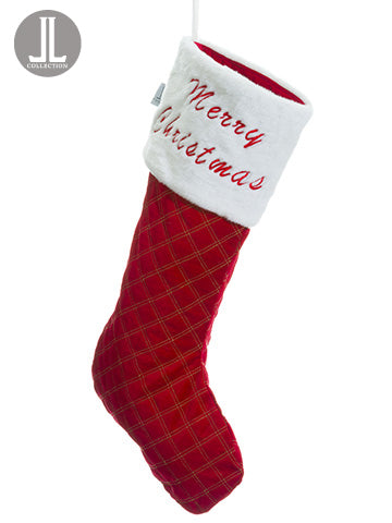 30.5" Merry Christmas Velvet/ Fur Stocking Red White (pack of 4)