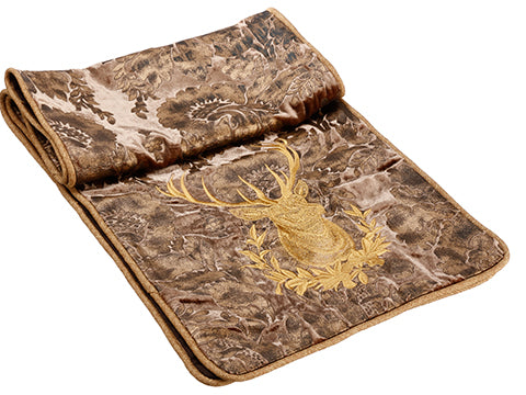 14"Wx72"L Embroidered Reindeer Table Runner Brown Gold (pack of 4)