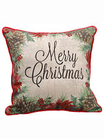 15"Wx15"L Merry Christmas Burlap Pillow Red Beige (pack of 4)