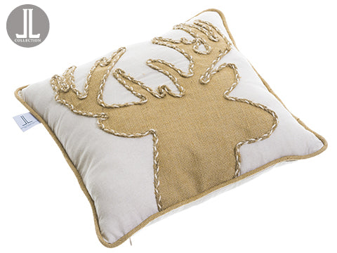 17"Wx17"L Reindeer Pillow  Beige (pack of 3)