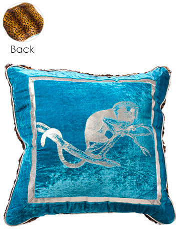 24"Wx24"L Monkey Pillow  Brown Teal (pack of 2)
