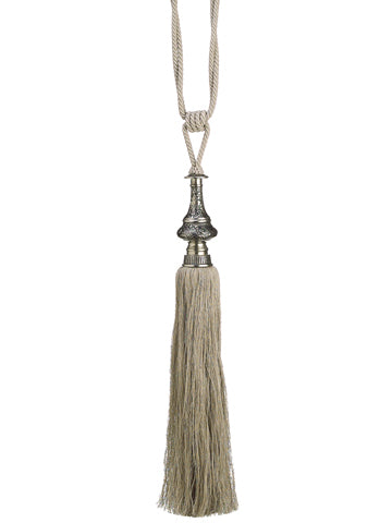 49" Metal Filigree Top Tassel Tie Back Silver Gray (pack of 2)