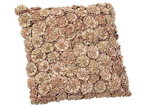 16"Wx16"L Rhinestone Flower Pillow Gold (pack of 1)
