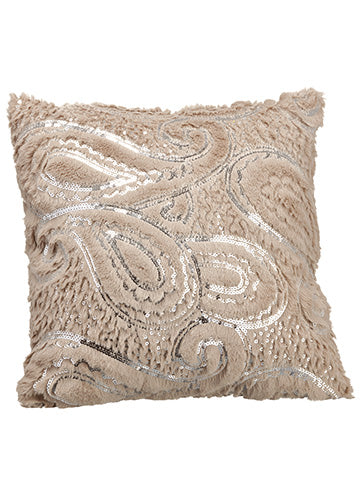 17"Wx17"L Furry Pillow_  Taupe (pack of 6)