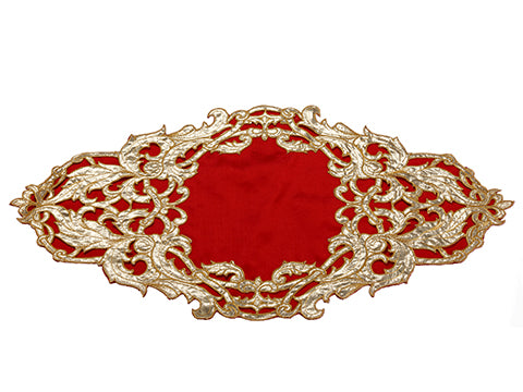 13"Wx24"L Filigree Placemat  Red Gold (pack of 12)