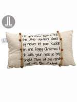 12"Wx21"L Rudolph The Red Nosed Reindeer Pillow Beige Rust (pack of 6)