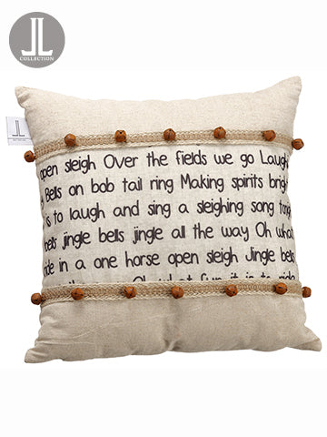 16"Wx16"L Jingle Bells Pillow  Beige Rust (pack of 6)