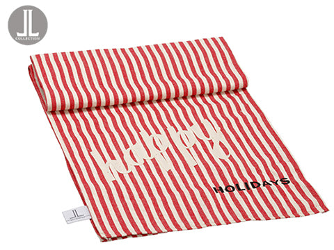 14"Wx72"L Merry Christmas Table Runner Red Beige (pack of 6)