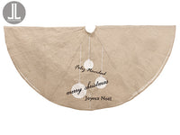 54" Merry Christmas Tree Skirt Beige Jute (pack of 2)