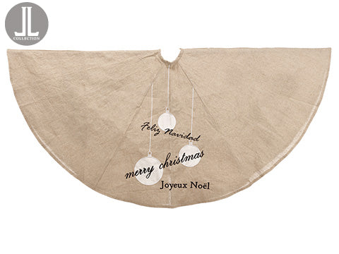 54" Merry Christmas Tree Skirt Beige Jute (pack of 2)