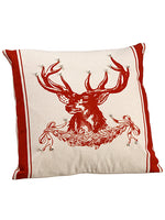 16"Wx16"L Reindeer Pillow With Bells Red Beige (pack of 2)