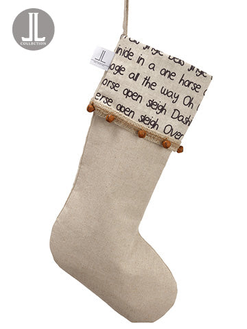 22" White Christmas Stocking  Beige Rust (pack of 6)