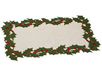 14"Wx20"L Holly Berry Placemat Cream Green (pack of 12)