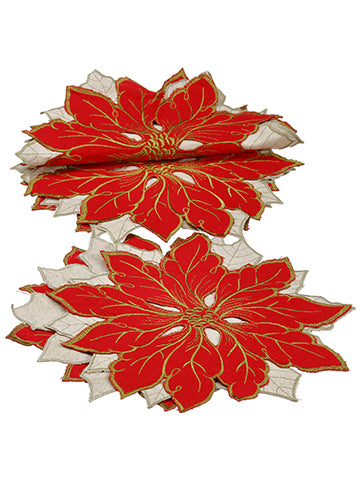14"Wx72"L Poinsettia Table Runner Red Cream (pack of 4)