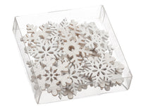1.5"Hx4.75"Wx4.75"L Snowflake Wood Confetti Assortment in acetate Box White (pack of 12)