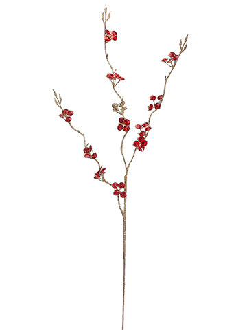37" Glittered Jewel Spray  Red (pack of 12)