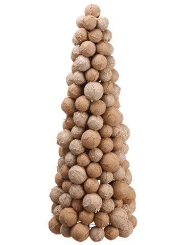 24" Burlap Ball Cone Topiary  Two Tone Brown (pack of 2)