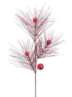 31" Glittered Ball/Pine Spray  Red (pack of 24)