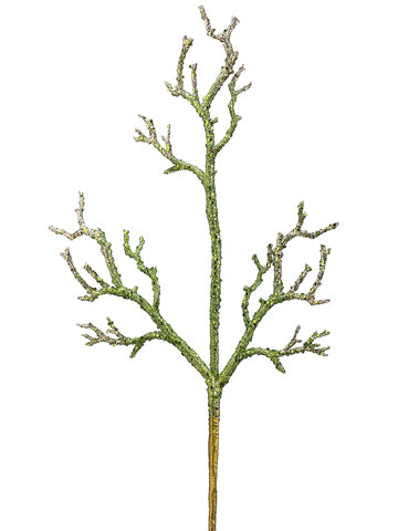 36" Glittered Sequin Twig Branch Green (pack of 6)