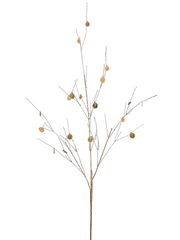40" Glittered Metallic Coin/Twig Spray Gold (pack of 12)