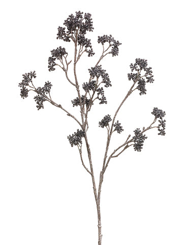 27.5" Glittered Mini Seed Spray Black (pack of 12)