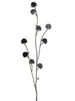 30" Glittered Billy Button Spray Black Silver (pack of 12)