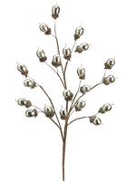 23" Glittered Acorn Spray  Pearl (pack of 24)