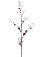 66" Iced Pine Cone Twig Branch Iced Brown (pack of 6)