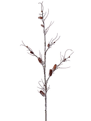 66" Iced Pine Cone Twig Branch Iced Brown (pack of 6)