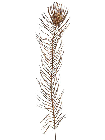 22.5" Glittered Peacock Spray  Copper (pack of 48)