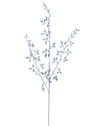 37.5" Glittered Leaf Spray  Silver (pack of 12)