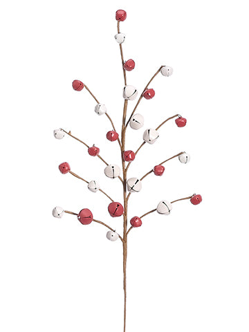 18" Jingle Bell Spray  Red White (pack of 12)