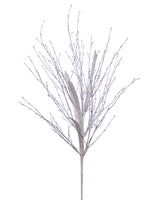 28" Glittered Swirl Leaf Twig Spray White Silver (pack of 24)